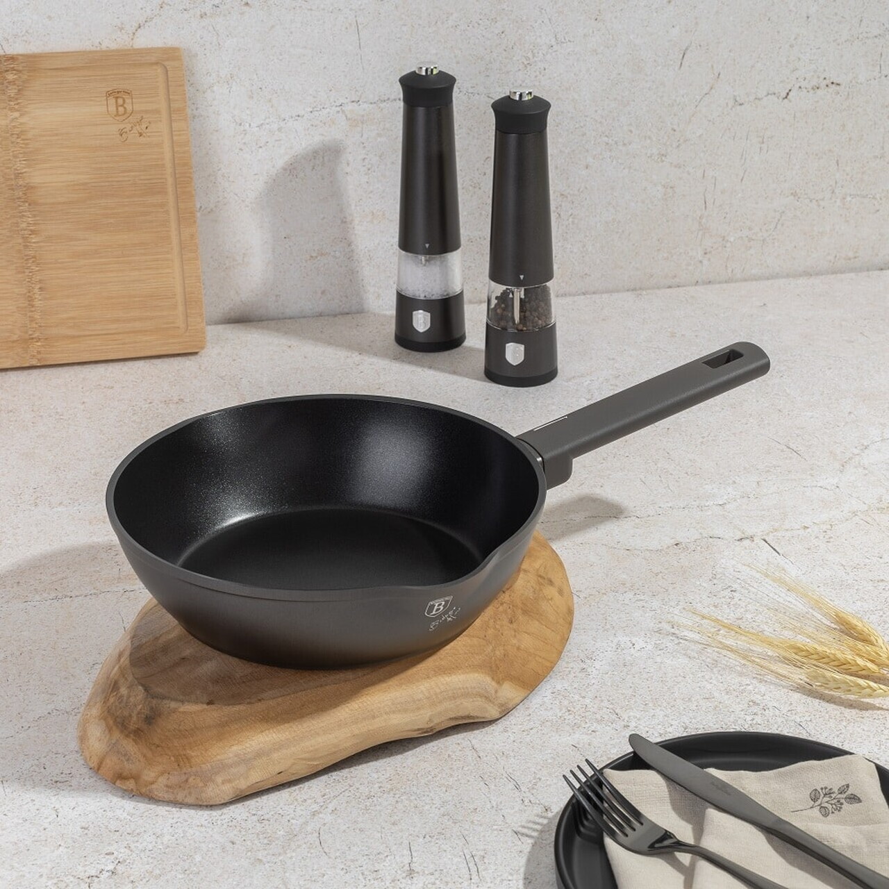 Tigaie adanca Berlinger Haus, Anthracite, 24 cm, 2.3 L, aluminiu forjat, antracit mat - imagine 6